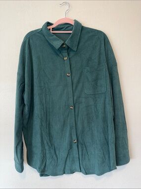 Amazon Essentials Teal Corduroy Button-Down Shirt
